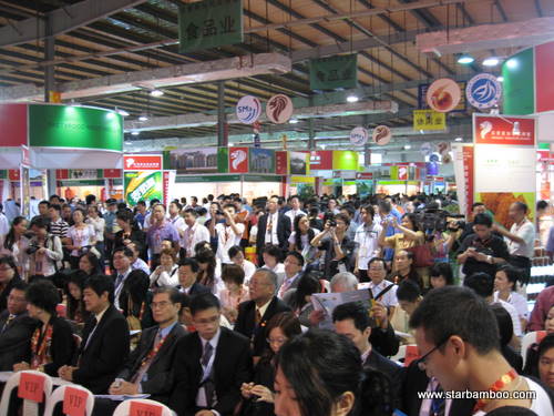 Reporters below the stage