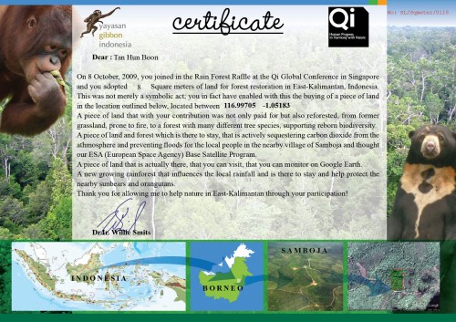 Reforestation certificate